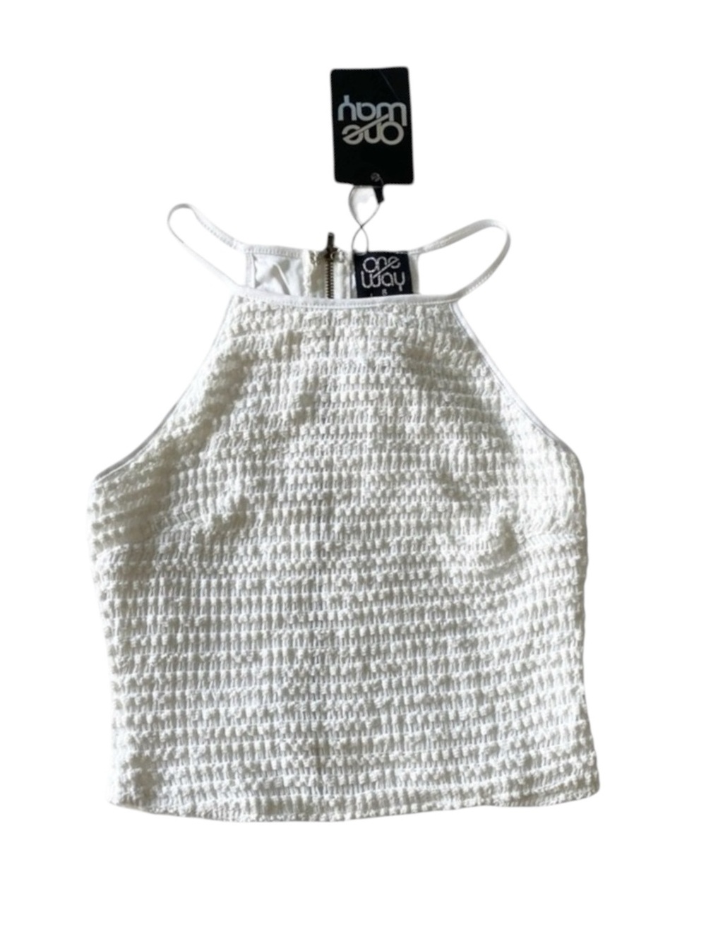 new LF One Way ✌︎︎ Festival Crochet Halter Spaghetti Strap Crop Top ✌︎︎ White - Picture 5 of 16